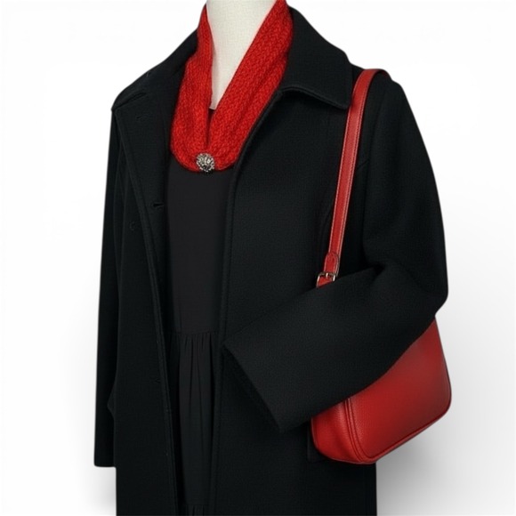 Handmade Red Crochet Ear Warmer/ Scarf/Cowl/ Neck Warmer with Rhinestone Button - Picture 2 of 6